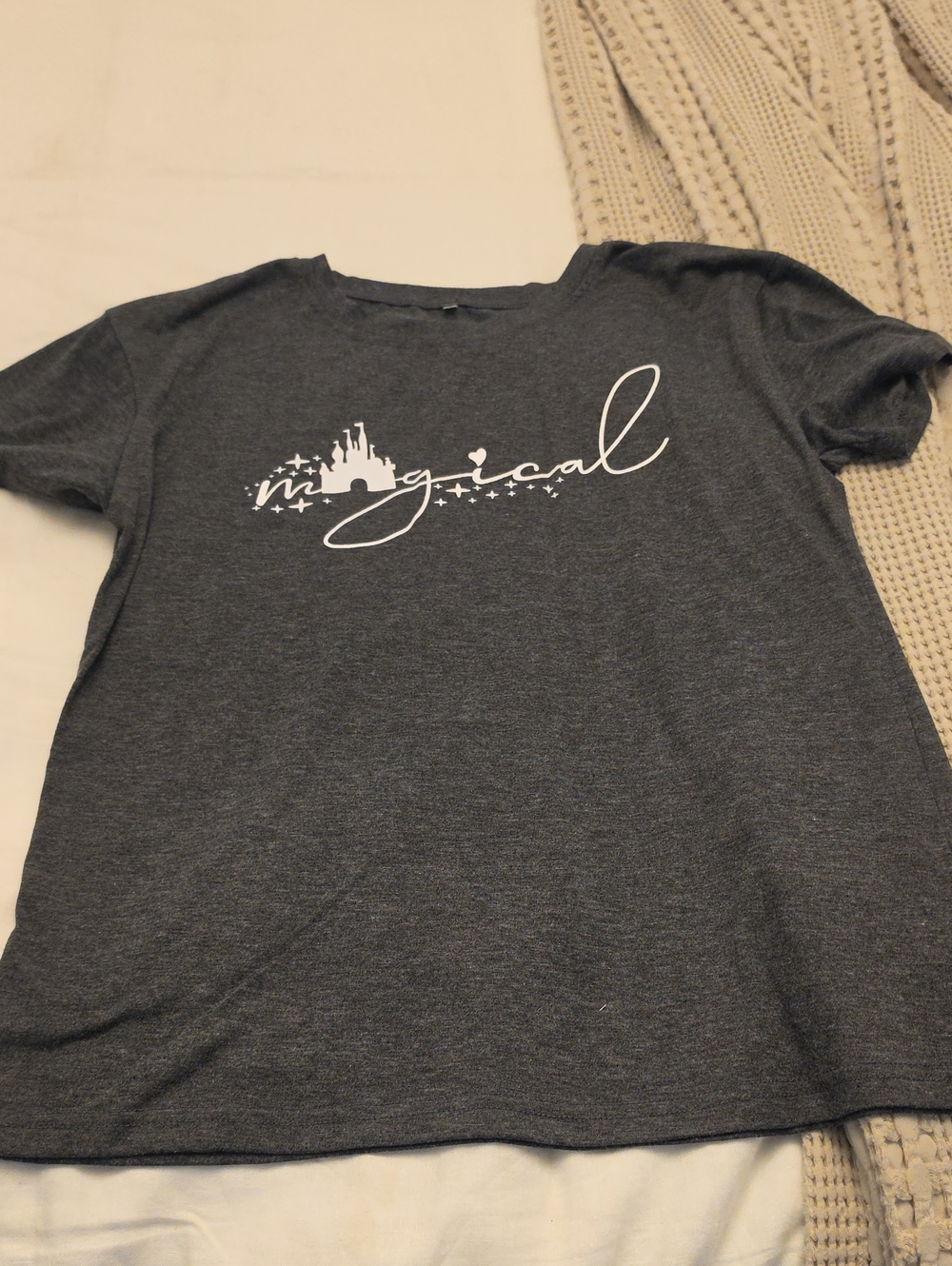 Disney Magical Charcoal Gray Short Sleeve Tee Size S